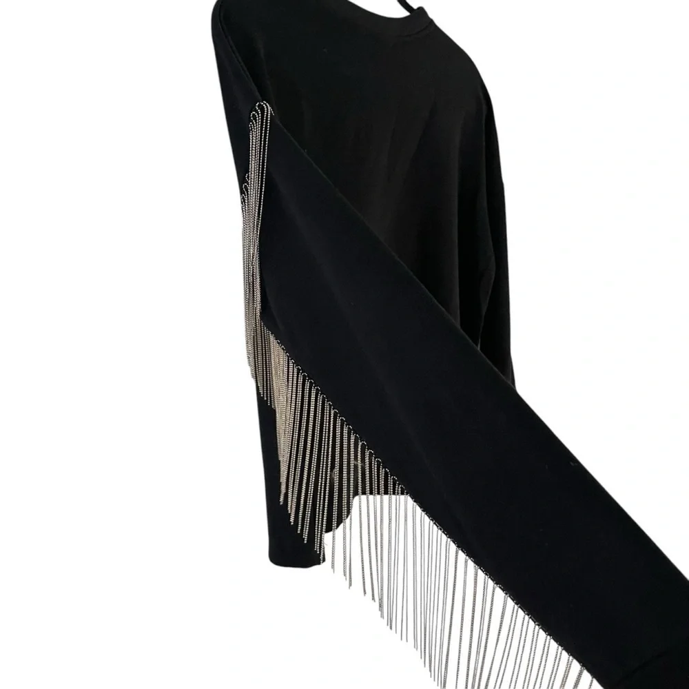 H&M Women Metallic Fringe Sweater Size XS